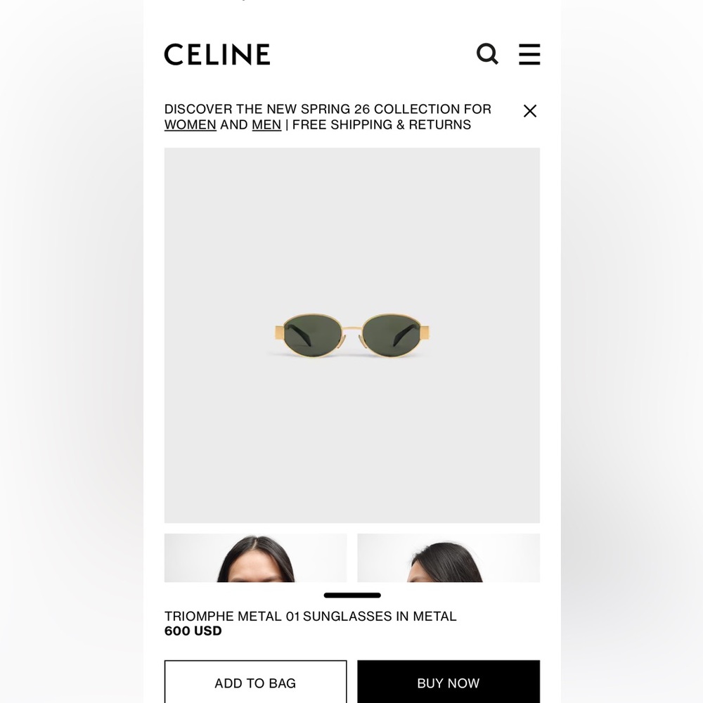 Celine Gold and Black Sunglasses - Picture 8 of 8